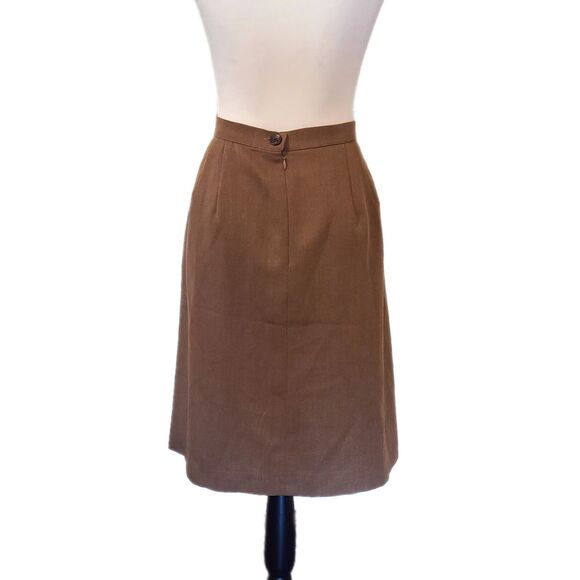 Saks 5th Ave | Vintage Brown A-line Pleated Skirt, Made in Italy, Size L (12-14) - Picture 4 of 8